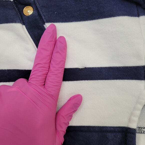 Ralph-Lauren Lace-Up Hoodie Womens Large 21x24 Stripes - Picture 3 of 14